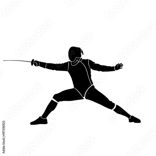 Silhouette Fencer Attacking Pose