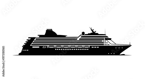 Cruise Ship Silhouette Black Transport Travel Lifestyle