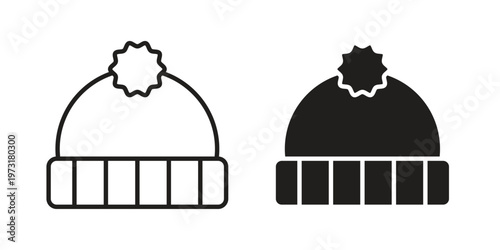 Winter hat icon linear vector outline, symbol logo design style