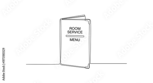 Room service menu on table in hotel room line art