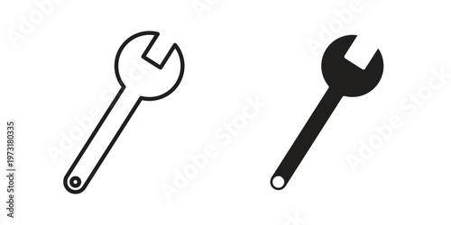 Wrench icon linear vector outline, symbol logo design style