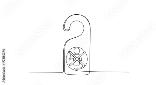 Do not disturb door hanger in hotel room line art
