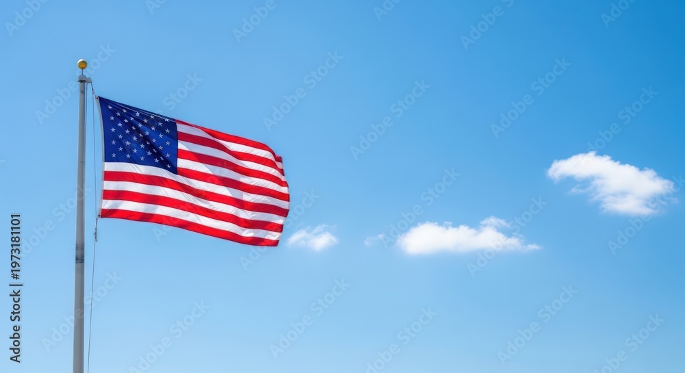 Fototapeta premium Usa flag waving. american flag waving in the wind on a pole