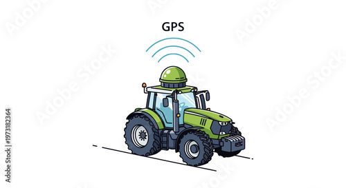 Modern GPS tractor with advanced navigation technology on field