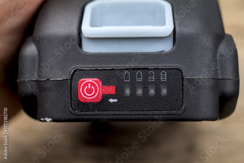 Photo of Li-ion rechargeable battery close up
