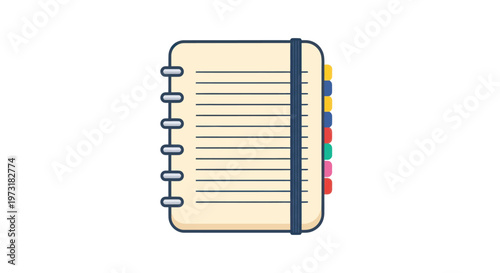 Open Notebook with Lined Pages and Colorful Tab Dividers