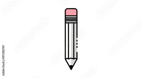 Simple illustration of a graphite pencil with pink eraser on a white background