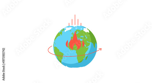 Earth on fire with heat waves, global warming concept