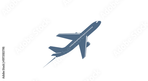 Silhouette of Airplane Ascending Against White Background