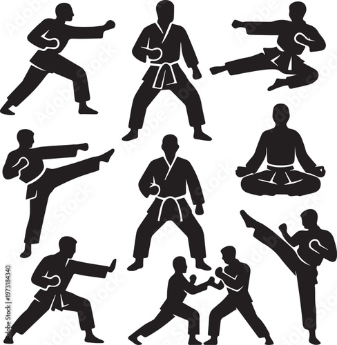 martial arts silhouettes
