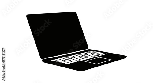 Laptop Icon Black Silhouette Screen Keyboard Touchpad