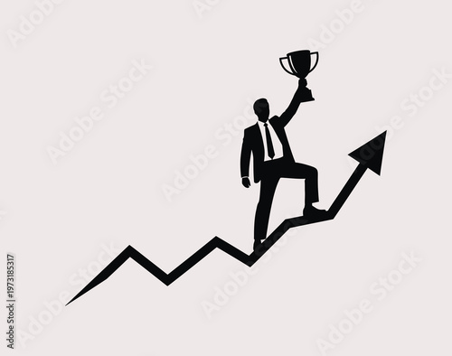 A black silhouette of a determined hiker walking uphill with poles and a heavy backpack gear set