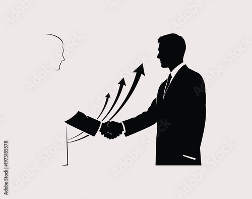 A black silhouette of a man relaxing in a hammock suspended between two wooden posts on white