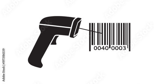 Barcode Scanner Icon Scanning Product Code with Red Laser Light