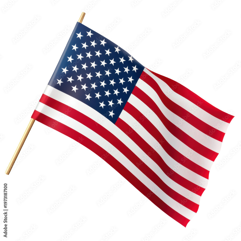 Fototapeta premium American flag United States patriotism national flag star stripe waving isolated on transparency background, clean cutout for holiday celebration