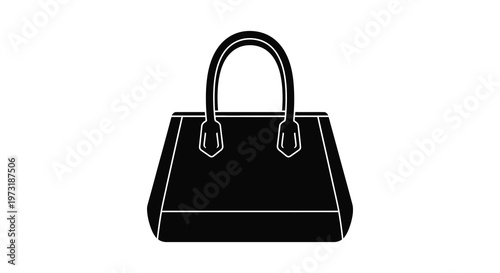 A minimalist black handbag design featuring a simple shape and dual handles presented as a silhouette high quality professional detailed modern
