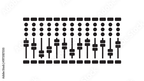 Audio Mixer Console Vector, Professional Sound Board Icon for Music Production, Live Engineering and Studio Mixing
