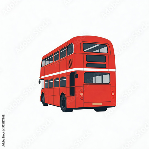 Classic red double decker bus illustration isolated on white background.