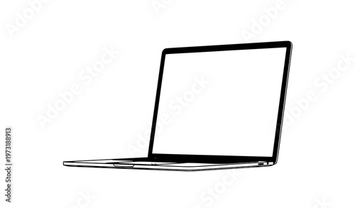 Modern laptop mockup blank transparent display notebook vector isolated on white background