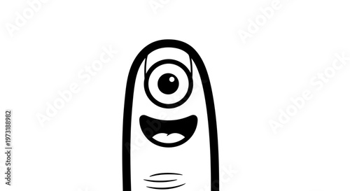 Cute cartoon finger character with a happy smiling face on white background.
