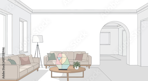 Modern Living Room Interior Design Sketch