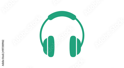 Green headphones icon on a white background.