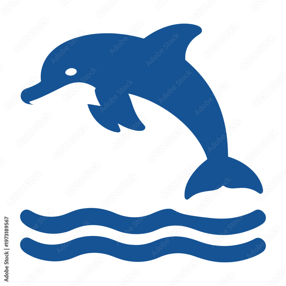 Obraz premium Blue vector of a dolphin leaping over stylized waves