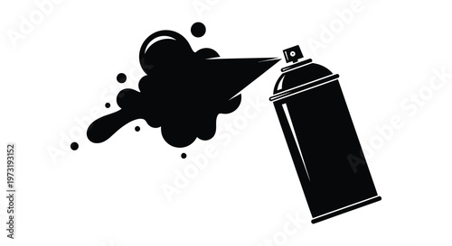 A black spray paint can emitting a burst of paint depicted in a striking black silhouette high quality professional detailed modern