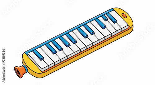 Stylized keyboard musical instrument on a white background