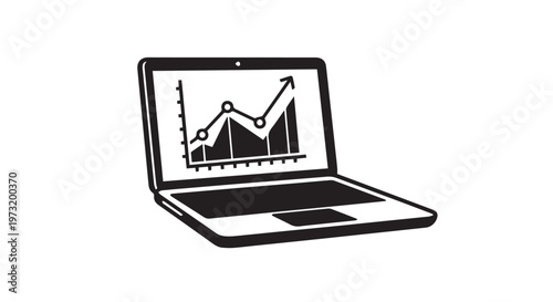 Laptop with growth chart icon representing business success and financial data analysis