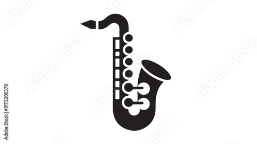 Saxophone Vector Icon - Black Jazz Music Instrument Silhouette for Branding and Graphic Design