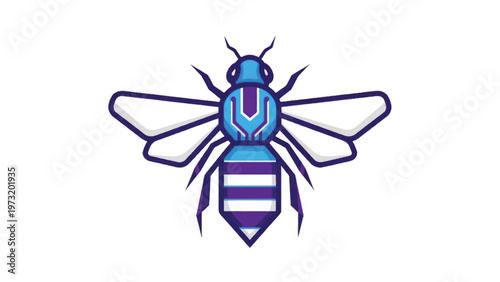 Blue Fly Insect Vector Illustration Design.