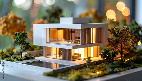 Modern Architectural Model of a Luxury Villa with Pool.