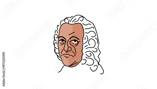 Georg Philipp Telemann portrait, flat vector illustration