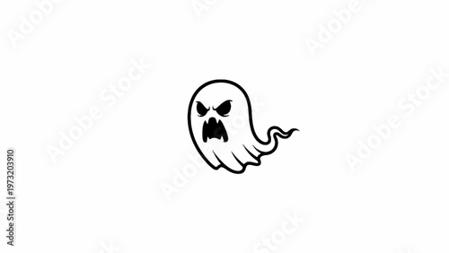 Scary ghost character icon with angry expression for Halloween