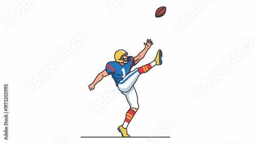 American Football Kicker Punting Ball Illustration on White