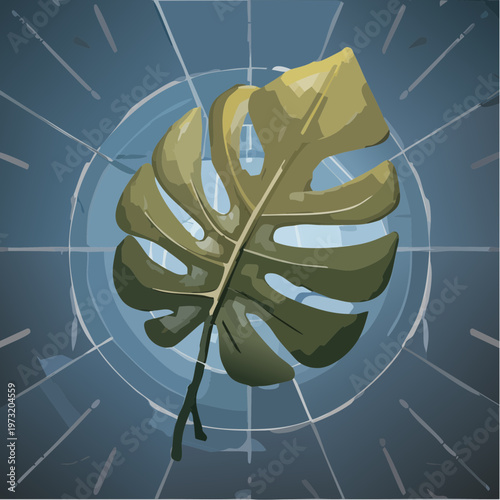 Monstera Deliciosa Leaf with Distinctive Splits and Holes.