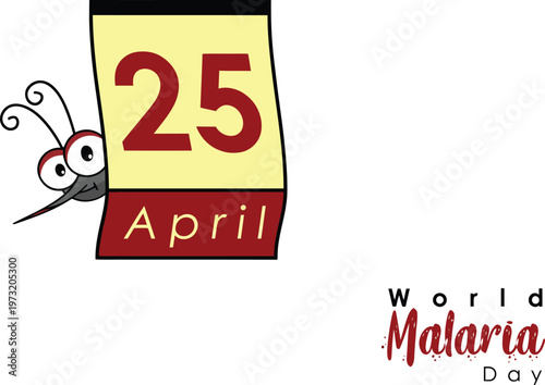 A cartoon mosquito peeks out from behind a calendar on World Malaria Day
