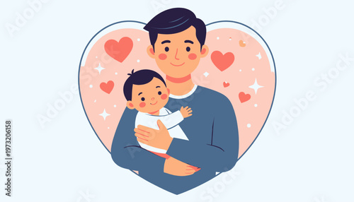 Father Holding Baby in Heart Shape.
