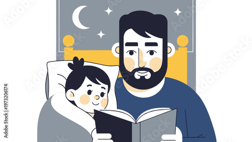 Father Reading a Story to Daughter.