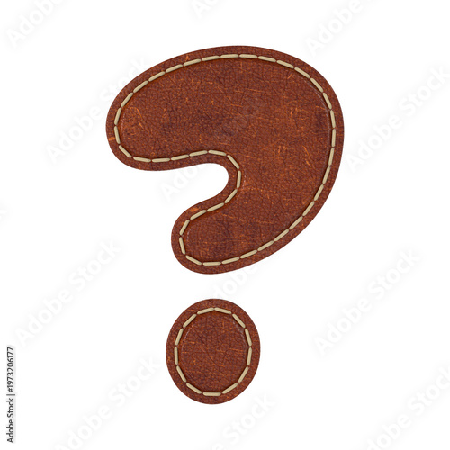 Leather question mark on white background. Isolated 3D illustration