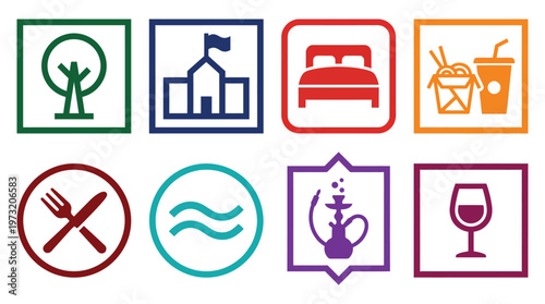 Minimal Public Signage Icon Set Collection