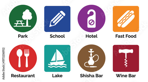 Minimal Public Signage Icon Set Collection