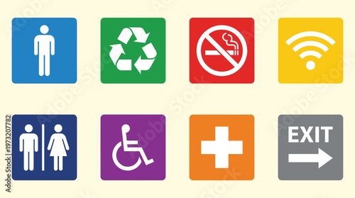 Minimal Public Signage Icon Set Collection