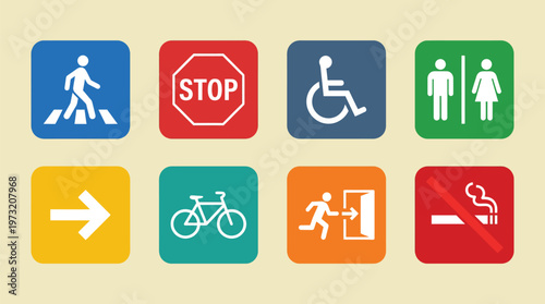 Minimal Public Signage Icon Set Collection