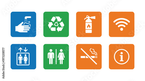 Minimal Public Signage Icon Set Collection