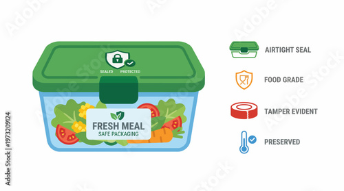 Fresh Meal Prep Container with Vegetables and Airtight Seal.