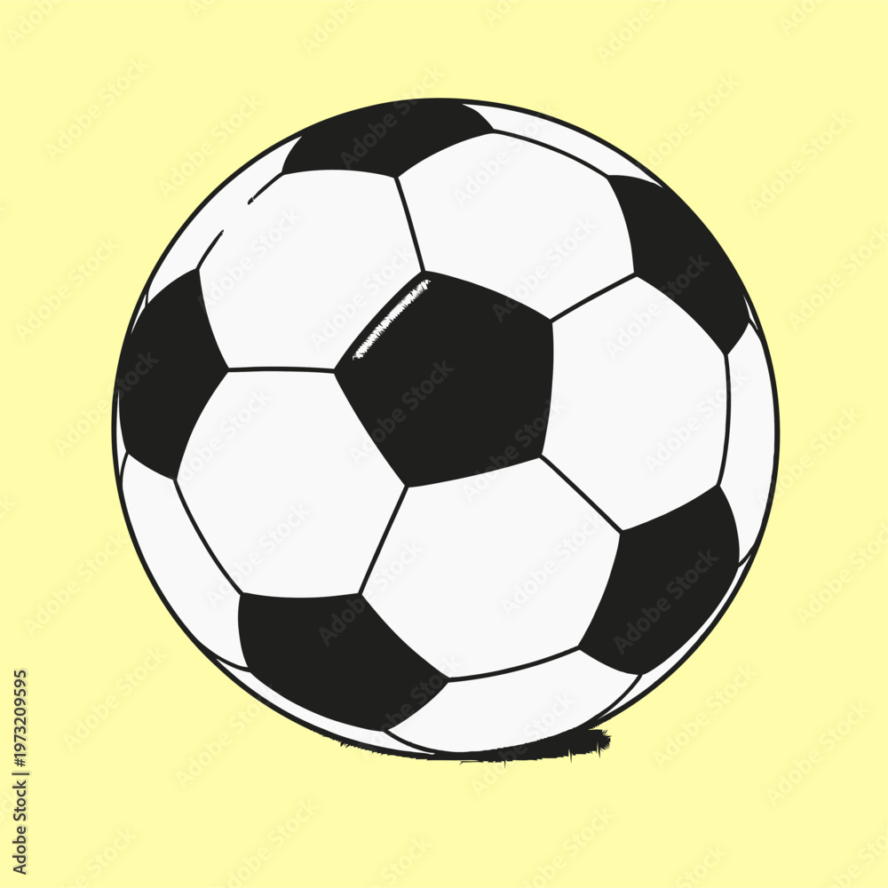 Fototapeta premium Simple black and white soccer ball vector illustration isolated on a white background representing sport and play