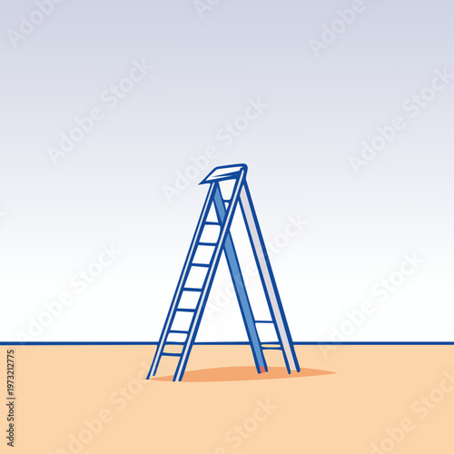 Lifeguard Stand on Sandy Beach Shore.