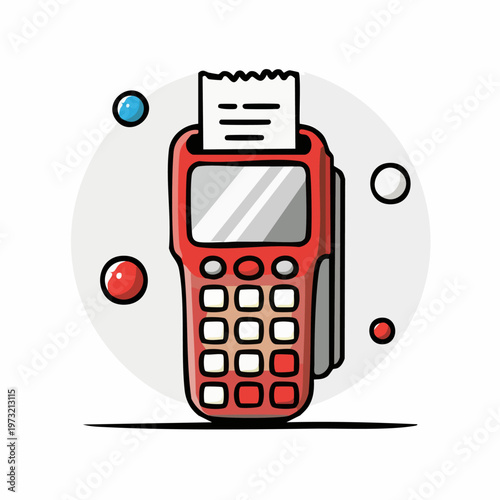 Red Payment Terminal with Screen.
